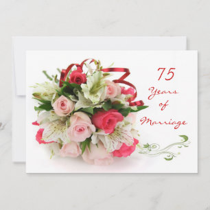 75ste huwelijksverjaardag. Rozen en lelies Kaart