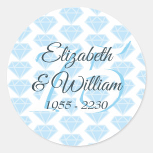 75ste trouwdag diamanten viering ronde sticker