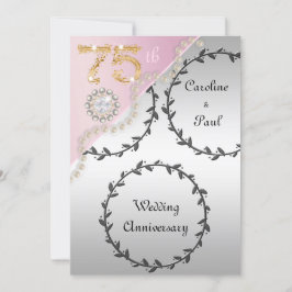 75ste trouwjubileum geprägde zilveren rozen goud kaart