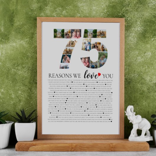 75ste verjaardag alle redenen waarom we van je hou poster