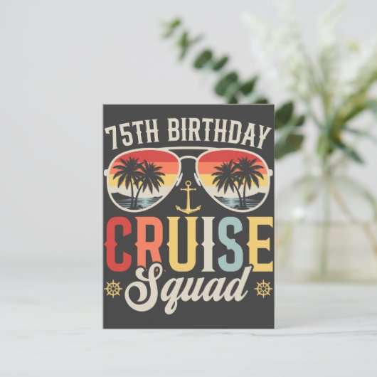 75ste Verjaardag Cruise Squad Familie Matching Briefkaart (Staand voorkant)