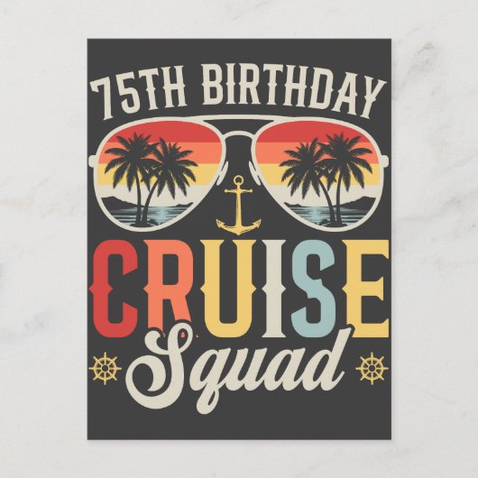 75ste Verjaardag Cruise Squad Familie Matching Briefkaart (Voorkant)