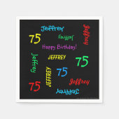 75ste verjaardag herhalende namen zwart papier servetten (Voorkant)