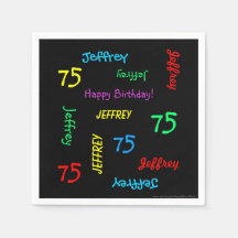 75ste verjaardag herhalende namen zwart papier