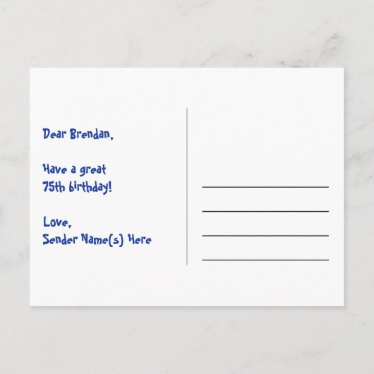 75ste verjaardag – leuk vuurwerkpatroon + regenboo briefkaart (Achterkant)