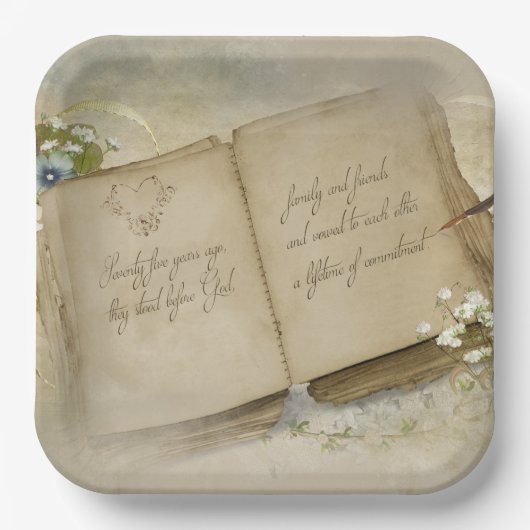 75ste verjaardag Oud boek Papieren Bordje (Voorkant)