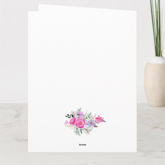 75ste verjaardag roze watercolor bloemkaart kaart (Achterkant)