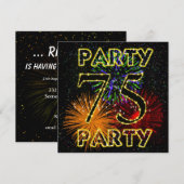 75ste verjaardag uitnodiging met vuurwerk (Voorkant / Achterkant)