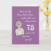 75ste verjaardag voor haar grappige kaart (Gele Bloem)