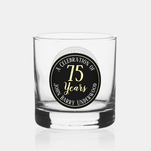 75ste verjaardag whisky glas (Voorkant)