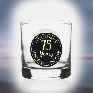 75ste verjaardagfeest whisky glas