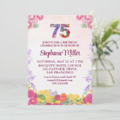 75ste verjaardagsfeest - Blush Bloom Bloemstuk 75 Kaart (Staand voorkant)