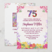 75ste verjaardagsfeest - Blush Bloom Bloemstuk 75 Kaart (Voorkant / Achterkant)