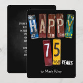 75ste verjaardagsfeest-oude kentekenplaten kaart (Voorkant / Achterkant)