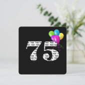 75ste Verjaardagsfeestje met ballonbos Kaart (Staand voorkant)