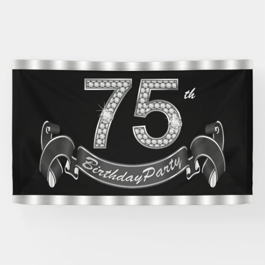 75ste verjaardagsfeestje spandoek (Horizontaal)