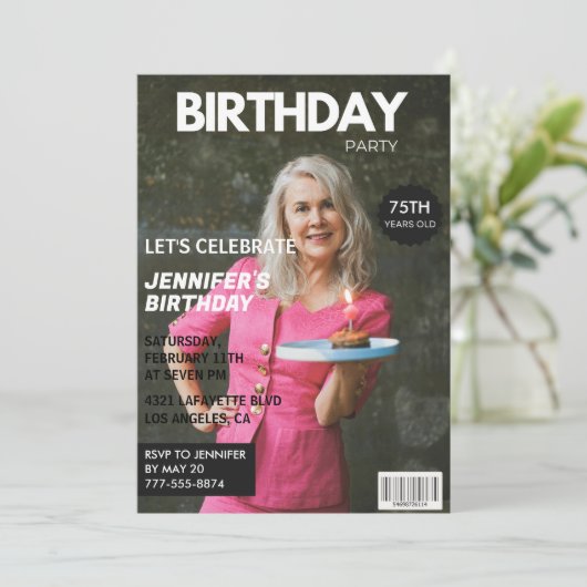 75ste verjaardagsuitnodiging voor haar Magazine Ho Kaart (Staand voorkant)