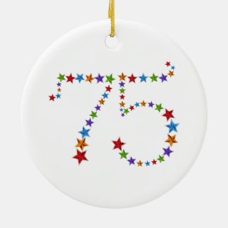 75th Birthday Anniversary Star Pattern Number Keramisch Ornament