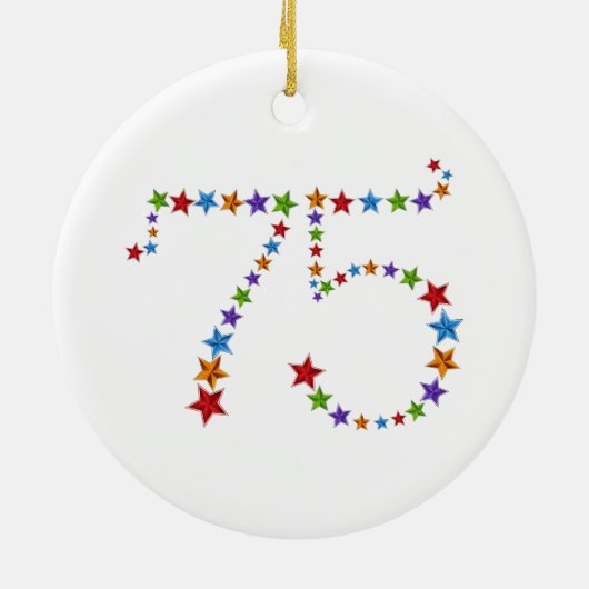 75th Birthday Anniversary Star Pattern Number Keramisch Ornament (Achterkant)