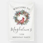75th Birthday Banner Red Cardinal Custom Welcome (Verticaal)