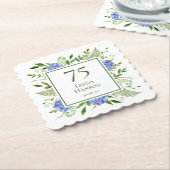 75th Birthday Blue Hydrangeas Kartonnen Onderzetters (Gebogen)