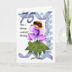 75th Birthday Card met leuke Moonies bloomers, Kaart