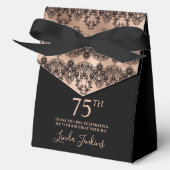 75th Birthday Elegant Rose Gold Lace Bedankdoosjes (Voorkant)