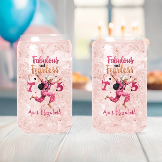 75th Birthday Fabulous Auntie  Blikvorm Glas (Insitu (Baby Shower))