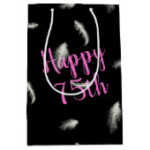 75th Birthday Feathers Medium Gift Bag Medium Cadeauzakje (Voorkant)