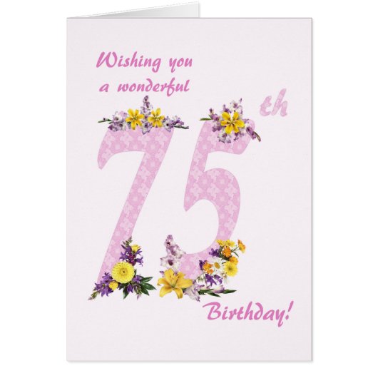 75th Birthday Flower Decorated Numbers (Voorkant)