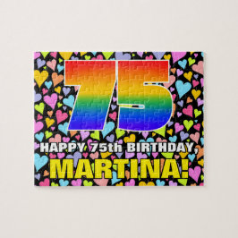 75th Birthday — Fun, Loving Heart Shapes + “75” Legpuzzel