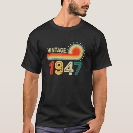 75th Birthday Gift - 1947 Retro Bday 75 Ye T-shirt (Voorkant)