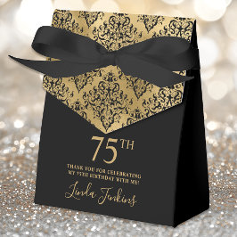 75th Birthday Gold Damask Thank You  Bedankdoosjes