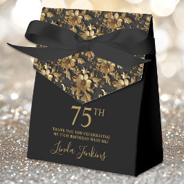 75th Birthday Gold Floral Thank You  Bedankdoosjes