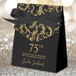 75th Birthday Gold Swirls Thank You  Bedankdoosjes