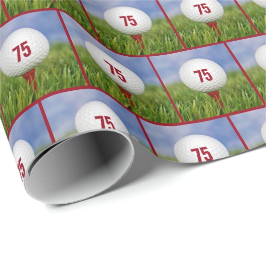 75th Birthday Golf Ball Cadeaupapier (Rol Hoek)
