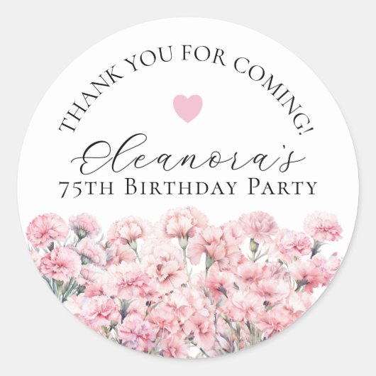 75th Birthday January Birth Flower Custom Favor Ronde Sticker (Voorkant)