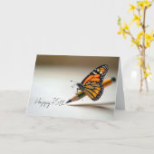 75th Birthday Monarch Butterfly On a Pencil Kaart (Gele Bloem)