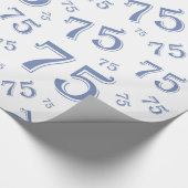 75th Birthday Number Pattern 75 Blue and White Cadeaupapier (Hoek)