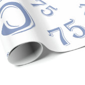 75th Birthday Number Pattern 75 Blue and White Cadeaupapier (Rol Hoek)