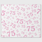 75th Birthday Number Pattern 75 Pink and White Cadeaupapier (Vlak)