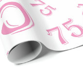 75th Birthday Number Pattern 75 Pink and White Cadeaupapier (Rol Hoek)