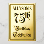 75th Birthday Party — Elegant Script + aangepaste Folie Uitnodiging (Voorkant)