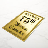 75th Birthday Party — Elegant Script + aangepaste Folie Uitnodiging (Gedraaid)