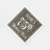 75th Birthday Party — Fancy script, Faux Wood Kijk Servet (Hoek)