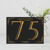 75th Birthday party, Gatsby styl, zwarte gouden gl Kaart (Staand voorkant)