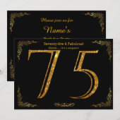 75th Birthday party, Gatsby styl, zwarte gouden gl Kaart (Voorkant / Achterkant)