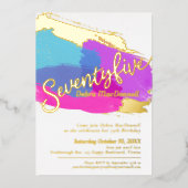 75th Birthday party gouden foto heldere abstracte  Folie Uitnodiging (Voorkant)