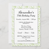 75th Birthday Party Green and White Number Pattern Kaart (Voorkant)