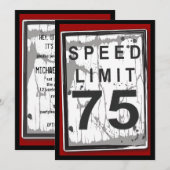75th Birthday Party Grungy Speed Limit Sign Kaart (Voorkant / Achterkant)